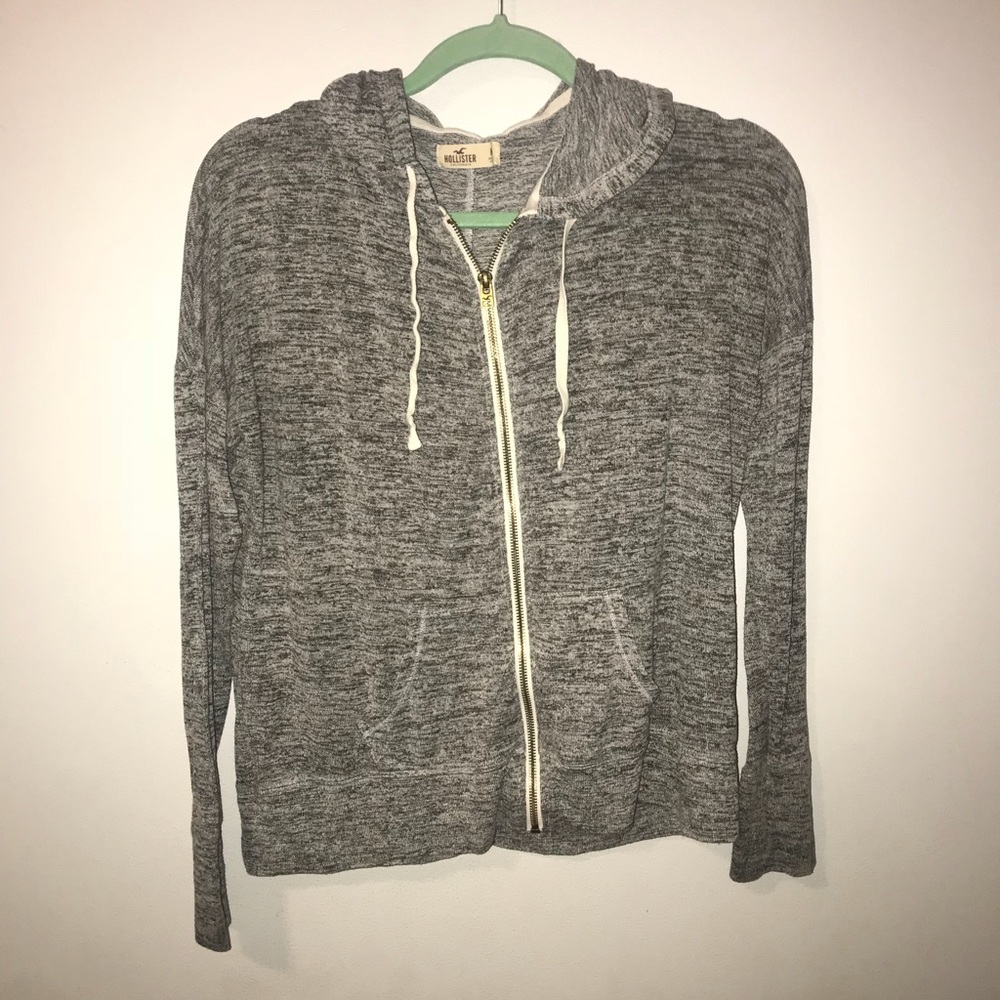 holister light heather zip up
